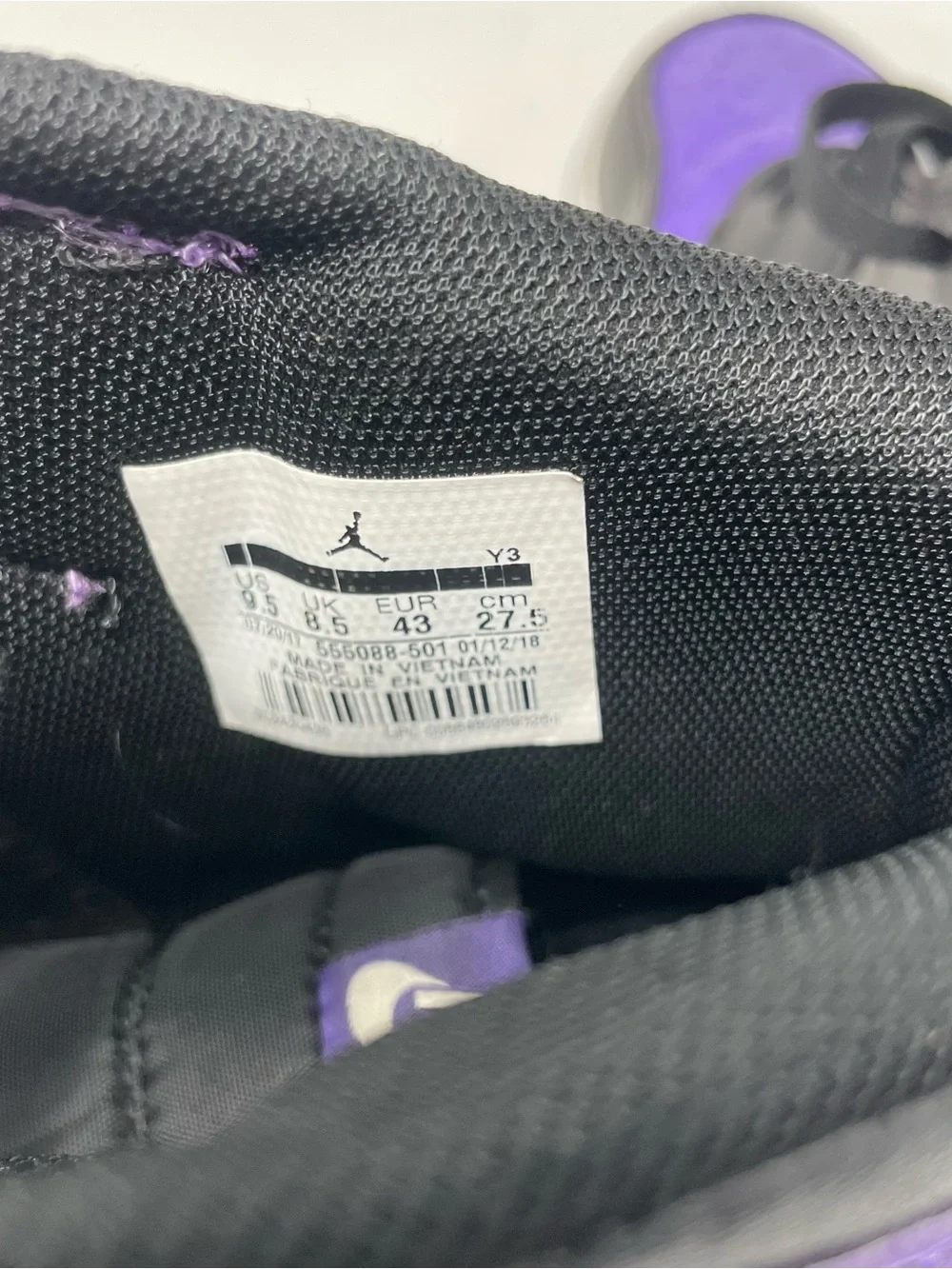 Jordan Air Jordan 1 Mid Black Purple White Sneakers